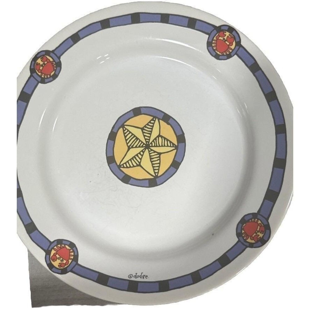 Seattle Fish & Crab Ursula Dodge 11" Ceramic Plate Charger Dish-Seafood Set Of 4